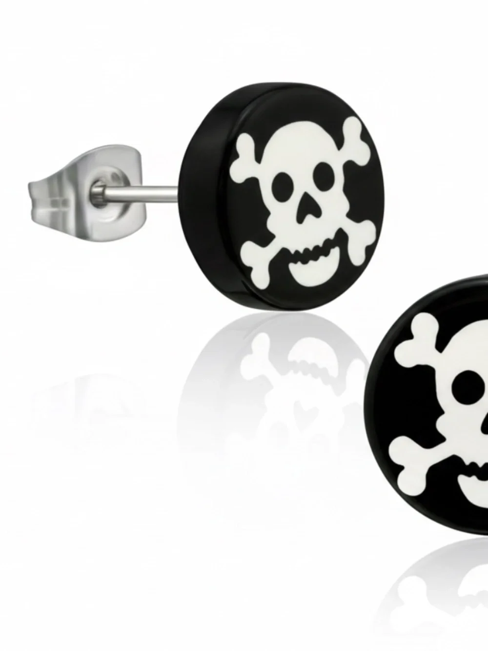 Surgical Stainless Steel Cross‎ Bones Stud Earrings Unisex Adults